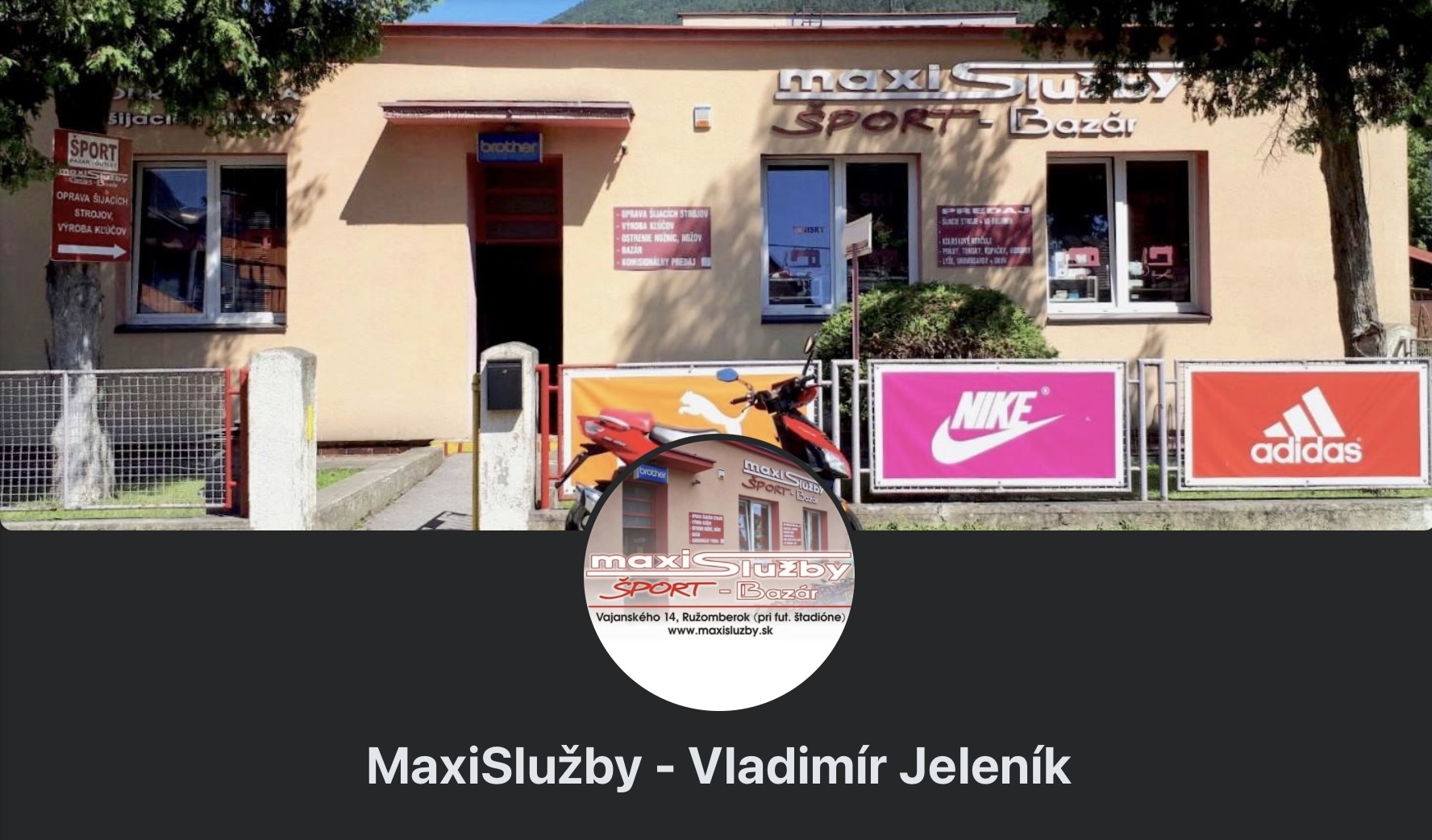 Facebook stránka MaxiSlužby s aktuálnymi fotkami tovaru